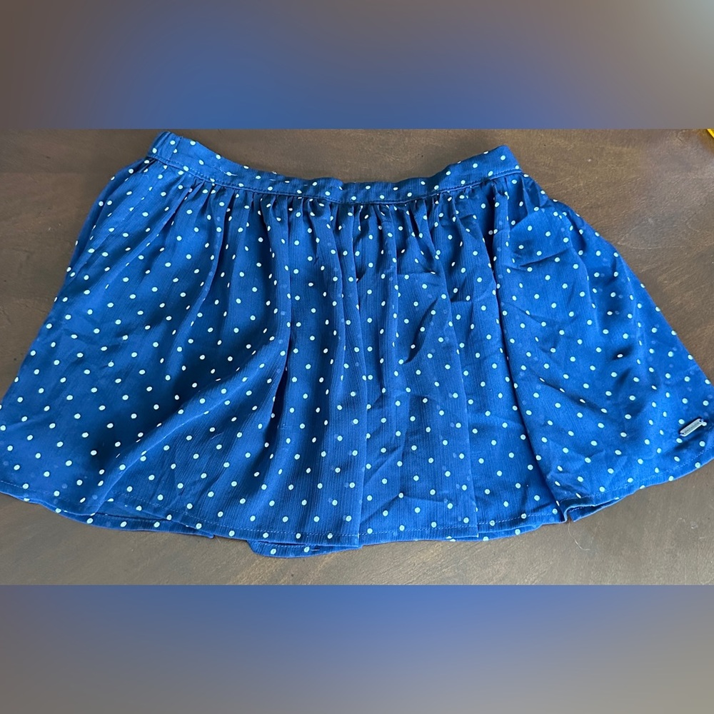 Abercrombie Kids Girls Navy White Polka Dot‎ Skirt, Size L Large